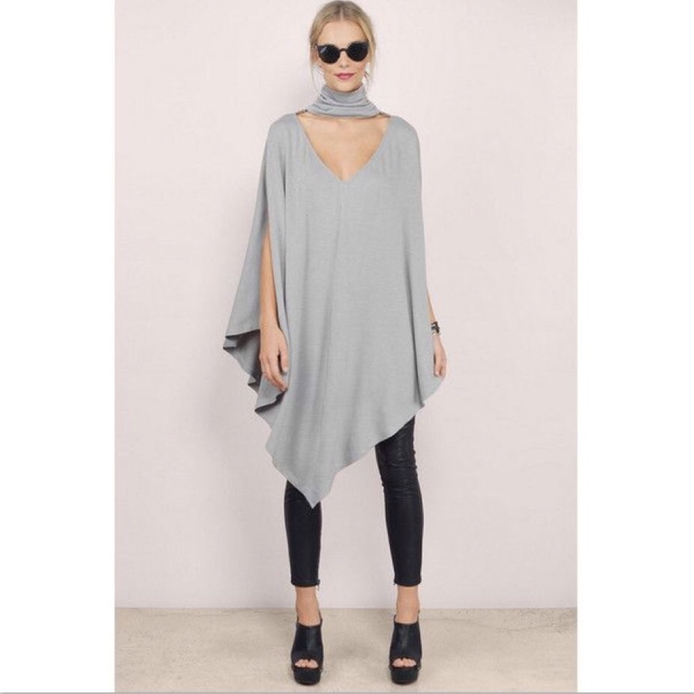Grey Glam Cutout Poncho